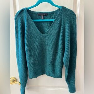 White House Black Market Deep Green V-Neck Pullover Sweater Ladies Small EUC